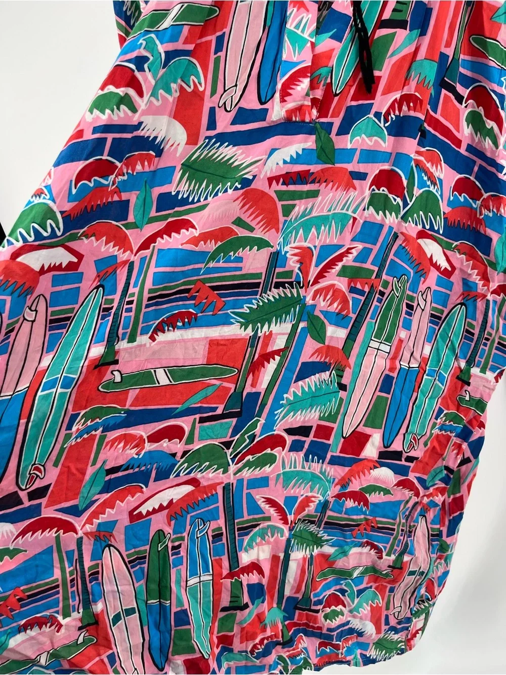 Rosa Faia Papanui Tropical Surfboard Print Viscose Cover Up Tunic Dress L XL - Picture 4 of 9